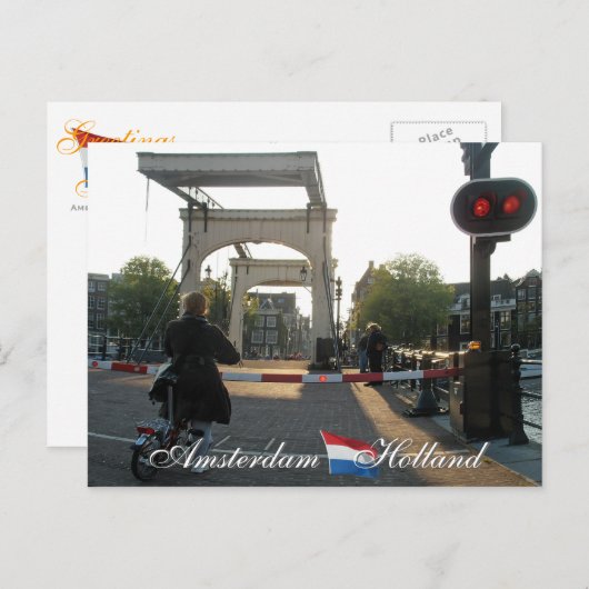 Amsterdam Bridge Holland Briefkaart (Voorkant / Achterkant)