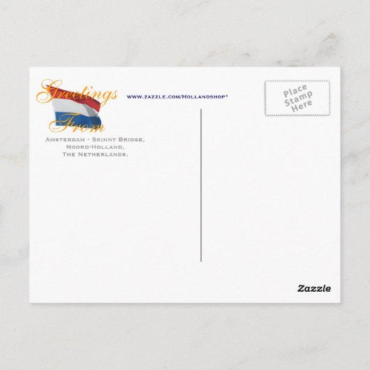 Amsterdam Bridge Holland Briefkaart (Achterkant)