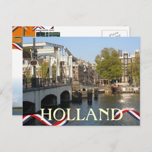 Amsterdam Bridge Holland Briefkaart (Voorkant / Achterkant)