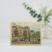 Amsterdam Briefkaart Holland Vintage Travel (Staand voorkant)