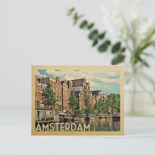 Amsterdam Briefkaart Holland Vintage Travel (Staand voorkant)