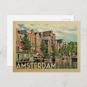 Amsterdam Briefkaart Holland Vintage Travel (Voorkant / Achterkant)