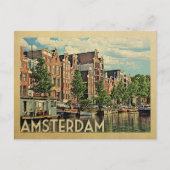 Amsterdam Briefkaart Holland Vintage Travel (Voorkant)