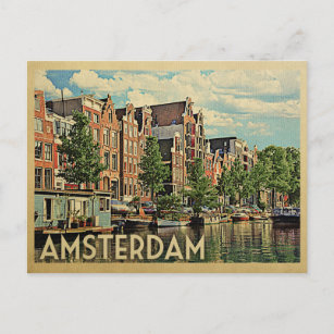 Amsterdam Briefkaart Holland Vintage Travel