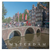 Amsterdam brug uitzicht keramische tegel tegeltje (Voorkant)