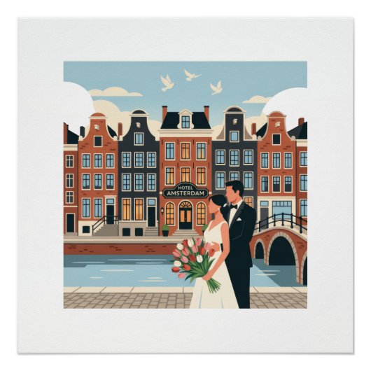 Amsterdam Bruid en Bruidegom Perfect Poster (Voorkant)