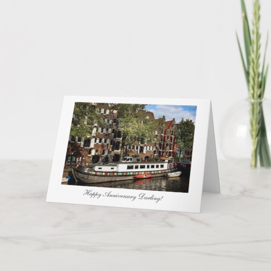 Amsterdam Canal Barge - Happy Anniversay Darling Kaart (Voorkant)