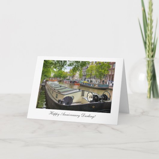 Amsterdam Canal Barge - Happy Anniversay Darling Kaart (Voorkant)