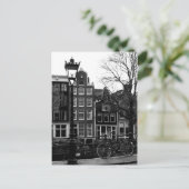 Amsterdam Canal Bike Black en White Briefkaart (Staand voorkant)