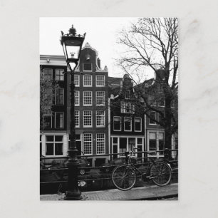 Amsterdam Canal Bike Black en White Briefkaart
