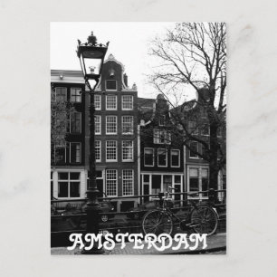 Amsterdam Canal Bike Black en White Briefkaart