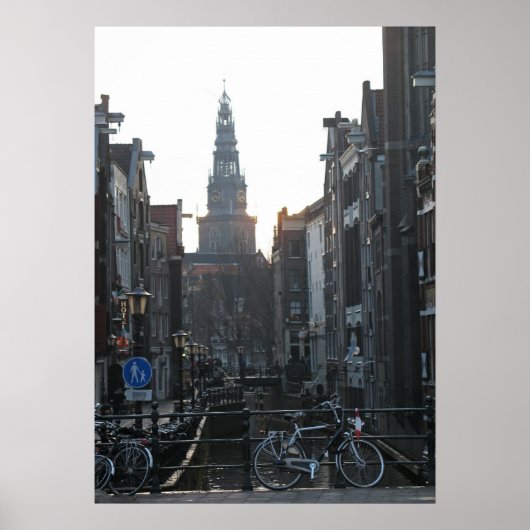 Amsterdam Canal Bike Church Holland Foto Poster (Voorkant)