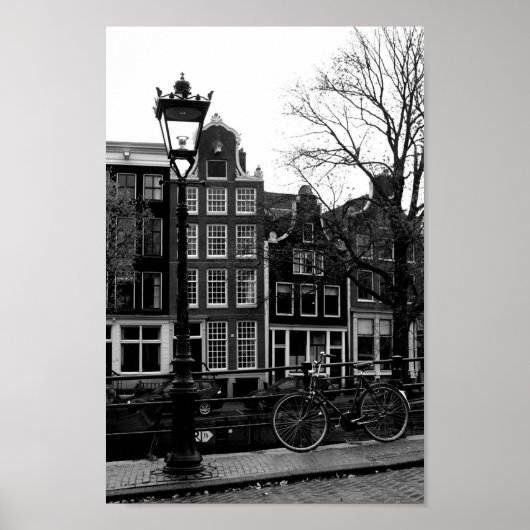 Amsterdam Canal Black and White Photo Poster (Voorkant)