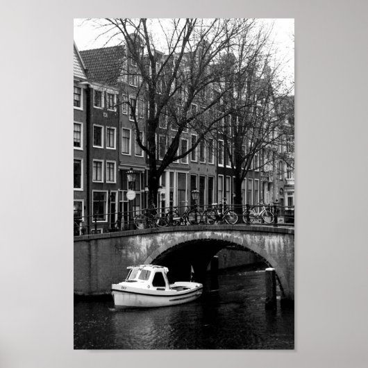 Amsterdam Canal Black and White Photo Poster (Voorkant)