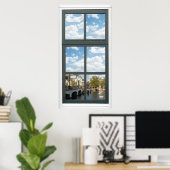 Amsterdam Canal Cityscape Fake Uitzicht Poster (Thuiskantoor)