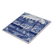 Amsterdam canal Delft Blue style Ceramic Tile Tegeltje (Zijkant)