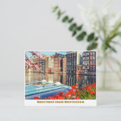 Amsterdam Canal en woonboot Briefkaart (Staand voorkant)
