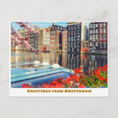 Amsterdam Canal en woonboot Briefkaart (Voorkant)