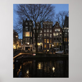Amsterdam Canal Evening Night Glow Photo Poster