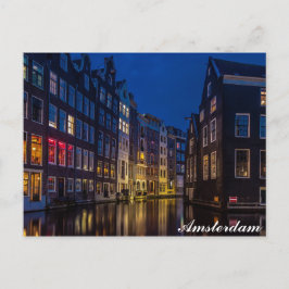 Amsterdam Canal Homes Nachtverlichting Briefkaart