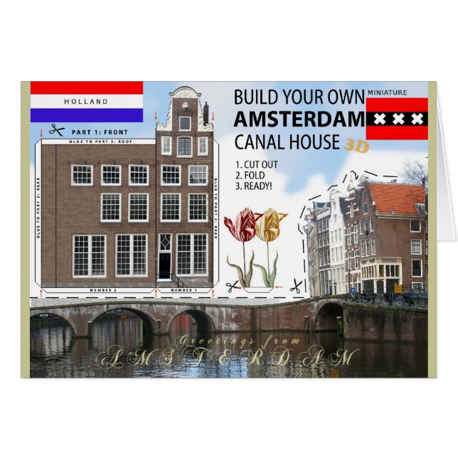 Amsterdam Canal House Cut and Fold Photo Card (Voorkant Horizontaal)
