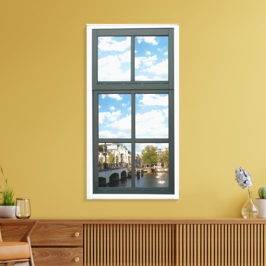 Amsterdam Canal House Window Uitzicht Canvas Afdruk (Insitu (Woonkamer))