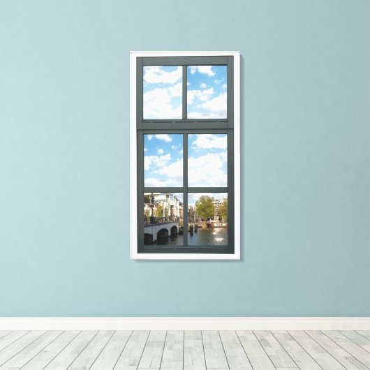 Amsterdam Canal House Window Uitzicht Canvas Afdruk (Insitu (Houten vloer))