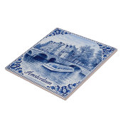 Amsterdam canal houses Delft Blue style tile Tegeltje (Zijkant)