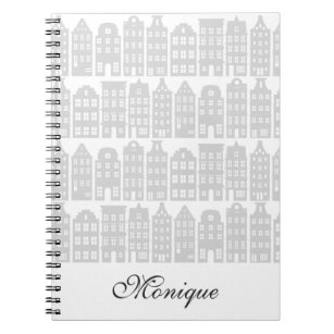 Amsterdam Canal Houses Dutch Personalized Silver Notitieboek
