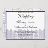 Amsterdam Canal Houses Dutch Wedding Invitation Kaart (Voorkant / Achterkant)