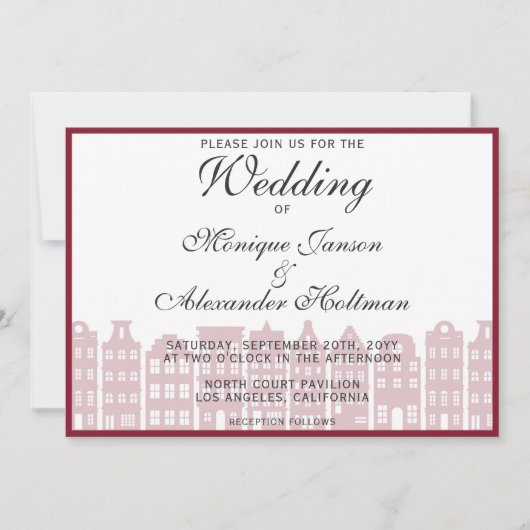 Amsterdam Canal Houses Dutch Wedding Invitation Kaart (Voorkant)
