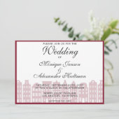 Amsterdam Canal Houses Dutch Wedding Invitation Kaart (Staand voorkant)