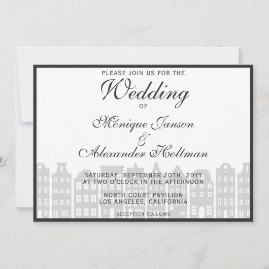 Amsterdam Canal Houses Dutch Wedding Invitation Kaart (Voorkant)