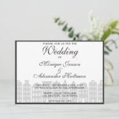Amsterdam Canal Houses Dutch Wedding Invitation Kaart (Staand voorkant)