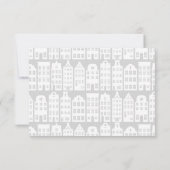 Amsterdam Canal Houses Dutch Wedding Silver RSVP Kaartje (Achterkant)