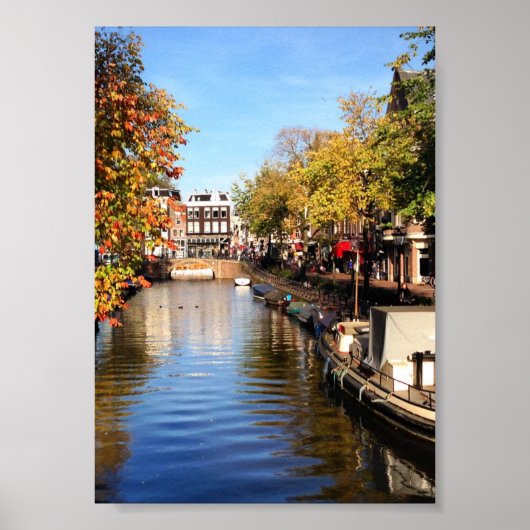 Amsterdam Canal Houseships Late Summer Photo Poster (Voorkant)