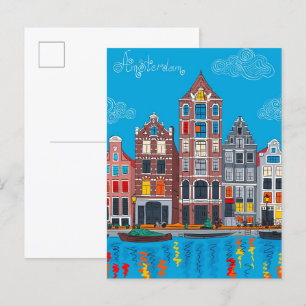Amsterdam Canal Nederlandse Huizen Reizen Briefkaart