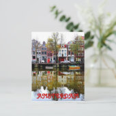 Amsterdam Canal Rainy Spring Day Briefkaart (Staand voorkant)