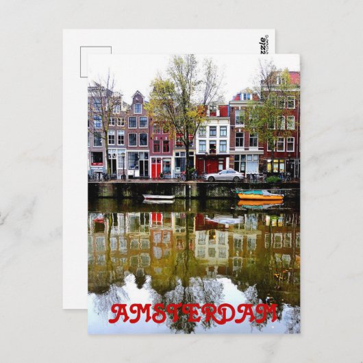 Amsterdam Canal Rainy Spring Day Briefkaart (Voorkant / Achterkant)