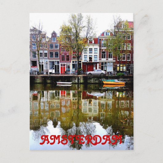 Amsterdam Canal Rainy Spring Day Briefkaart (Voorkant)