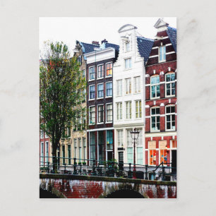 Amsterdam Canal Rainy Spring Day Briefkaart