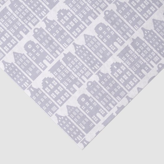 Amsterdam Canal Row herbergt lichtblauw patroon Tissuepapier (Detail)