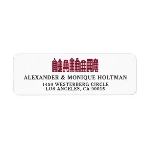 Amsterdam Canal Row House Nederlands rood retourad Etiket