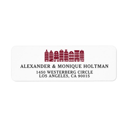 Amsterdam Canal Row House Nederlands rood retourad Etiket (Voorkant)