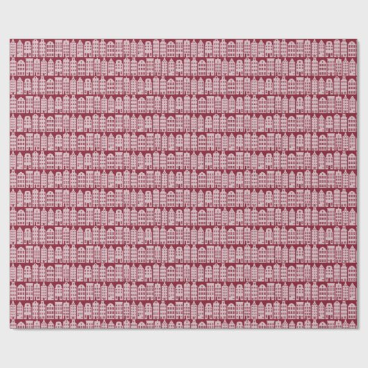 Amsterdam Canal Row Houses Marsala Red Pattern Cadeaupapier (Vlak)