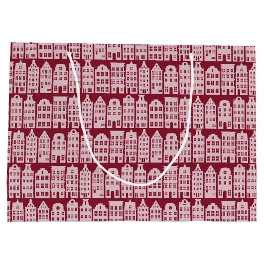 Amsterdam Canal Row Houses Marsala Red Pattern Groot Cadeauzakje (Achterkant)