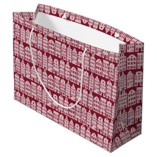 Amsterdam Canal Row Houses Marsala Red Pattern Groot Cadeauzakje