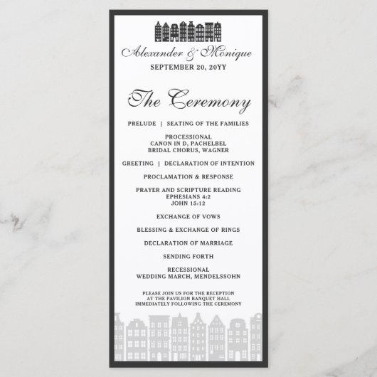 Amsterdam Canal Row Huizen Dutch Wedding Program Programmakaart (Voorkant)