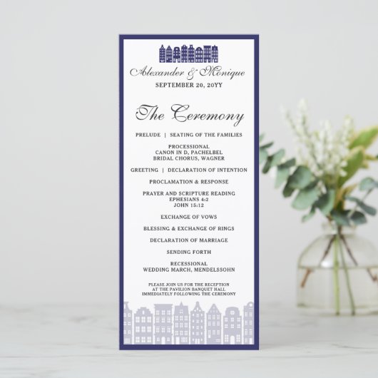 Amsterdam Canal Row Huizen Dutch Wedding Program Programmakaart (Staand voorkant)