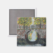 Amsterdam Canal Scene in het najaar Magneet (Voorkant / Achterkant)